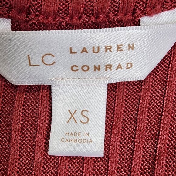 Lauren Conrad Womens Size XS Burgundy Long Sleeve Tiered Peplum Top Very Soft - Picture 2 of 7
